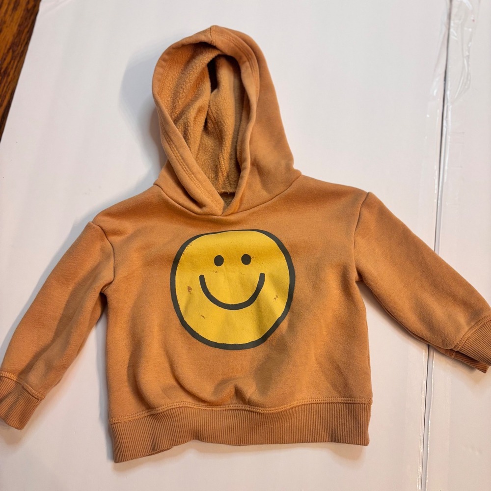 Little Co Lauren Conrad Toddler‎ Kids Size 9M Tan Smiley Face Hoodie Sweatshirt